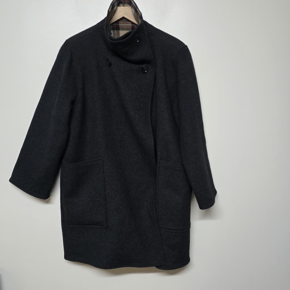 Jimmy Hourihan Dublin Ireland Women's Wool Shortie Coat Check Interior Sz‎ M